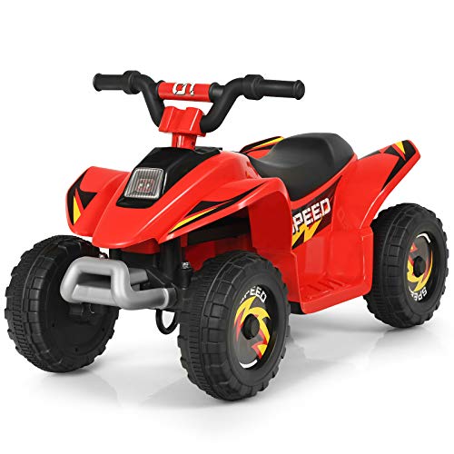 GOPLUS 6V Elektro Kindquad ATV mit Vor- und Rückwärtsschalter, Miniquad Kinderauto, Elektrofahrzeug aus PP + Stahl, Elektro Motorrad für Kinder ab 3 Jahre bis zu 30kg tragbar, 73x40x44,5cm (Rot) von GOPLUS