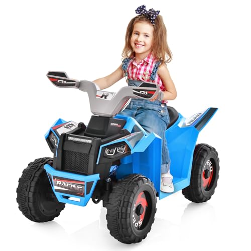 GOPLUS 6V Kinder Quad, Elektroauto ATV mit Vorwärts-/Rückwärtsschalter, Kinderquad mit Pedal & Ladegerät, Mini Elektroquad für Kinder ab 3 Jahren bis zu 30 kg (Blau) von GOPLUS
