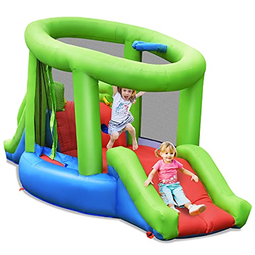 GOPLUS Aufblasbare Hüpfburg, Springburg mit 2 Rutschen & Basketballkorb, Spielhaus aus Oxford-Tuch für Kinder von 3-10 Jahren, Hüpfschloss in Schneckenform, 410x190x197 cm (Schnecke, Mit Gebläse) GOPLUS Aufblasbare Hüpfburg, Springburg mit 2 Rutschen & Basketballkorb, Spielhaus aus Oxford-Tuch für Kinder von 3-10 Jahren, Hüpfschloss in Schneckenform, 410x190x197 cm (Schnecke, Mit Gebläse) von GOPLUS