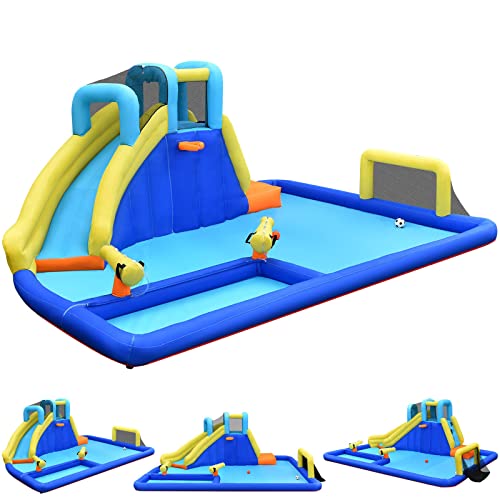 GOPLUS Aufblasbarer Hüpfburg, Wasserpark mit Rutsch&Kletterwand&Wasserkanone&Fußballtor, Planschbecken für Kinder 3-12 Jahre, inkl.Tragetasche, Reparatur-Set, 526x373x203cm (Ohne Gebläse) GOPLUS Aufblasbarer Hüpfburg, Wasserpark mit Rutsch&Kletterwand&Wasserkanone&Fußballtor, Planschbecken für Kinder 3-12 Jahre, inkl.Tragetasche, Reparatur-Set, 526x373x203cm (Ohne Gebläse) von GOPLUS