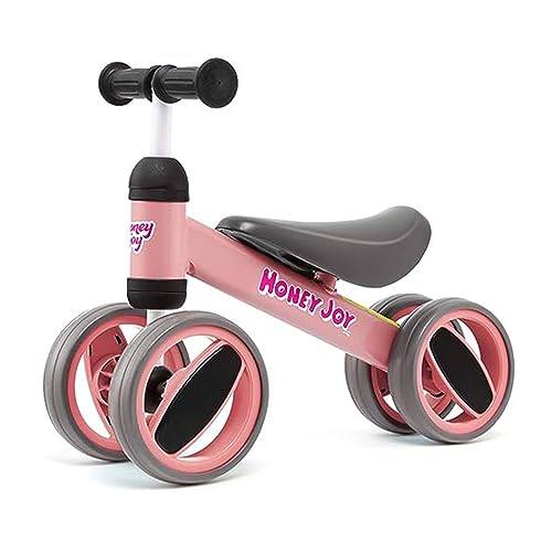 GOPLUS Baby Laufrad mit 4 Rädern, Lauflernhilfe mit ergonomischem Griff & gepolstertem Sitz, niedliches Kinderfahrzeug für Kinder 1-2 Jahre, für Innen- & Außenbereich (Rosa) von GOPLUS