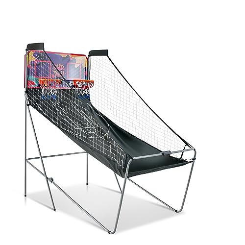 GOPLUS Basketball-Schießmaschine, Basketballständer inkl. 4 Basketbälle und Pumpe, Basketballkorb klappbar, Basketballständer mit Punktezähler, 8 Spieleinstellungen für 1-4 Spieler (Lila) von GOPLUS