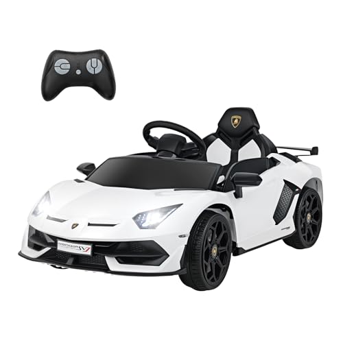 GOPLUS Elektroauto für Kinder, Lamborghini Kinderauto mit LED Scheinwerfer, Hupe, Fernbedienung, Musik, USB & MP3, 3-5 km/h Elektro Auto, Elektroauto für Kinder ab 3 Jahre (Weiß) von GOPLUS