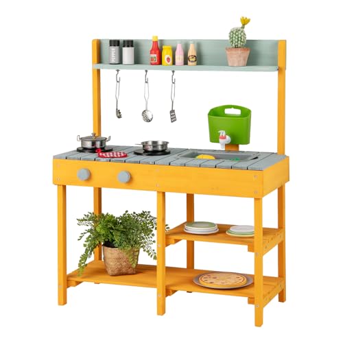 GOPLUS Holz Spielküche, Kinderküche mit Wassertank, Wasserfluss & Spülbecken, Kinderspielküche mit Kochfeld, Drehknopf, 4 Ablagen & 3 Haken, Rollenspiel für Jungen & Mädchen von 3-8 Jahren (Orange) GOPLUS Holz Spielküche, Kinderküche mit Wassertank, Wasserfluss & Spülbecken, Kinderspielküche mit Kochfeld, Drehknopf, 4 Ablagen & 3 Haken, Rollenspiel für Jungen & Mädchen von 3-8 Jahren (Orange) von GOPLUS