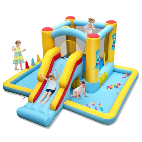 GOPLUS Hüpfburg mit Rutsche, Trampolin, Basketballkorb, Springburg für Innen- und Außenbereich, Hüpfburg Spielplatz inkl. Bunte Bälle für Kinder von 3-10 Jahren, 394 x 389 x 194 cm GOPLUS Hüpfburg mit Rutsche, Trampolin, Basketballkorb, Springburg für Innen- und Außenbereich, Hüpfburg Spielplatz inkl. Bunte Bälle für Kinder von 3-10 Jahren, 394 x 389 x 194 cm von GOPLUS