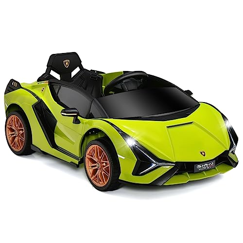 GOPLUS Kinder Elektroauto Lamborghini, Kinderauto mit Fernbedienung, Kinderfahrzeug, Bluetooth USB, mit Hupe & Musik, 3-5 km/h, Vorwärts & Rückwärts Möglich, für Kinder von 3-8 Jahre (Grün) von GOPLUS