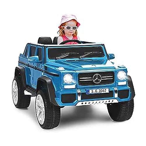 GOPLUS 12V Kinder Elektroauto Mercedes-Benz Maybach mit 2,4 Ghz Fernbedienung, Kinderfahrzeug mit Softstart, 2,5-5,5km/h, USB, MP3, LED-Licht, Sicherheitsgurt, für Kinder 3-8 Jahre alt (Blau) von GOPLUS
