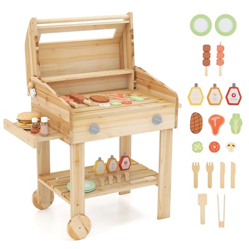 GOPLUS Kindergrill aus Holz, Kinder BBQ Grill Spielset mit Spielzeugessen, Grillwerkzeugen und Gewürzflaschen, Indoor-Outdoor Küchen-Rollenspielset für Kinder ab 3 Jahren GOPLUS Kindergrill aus Holz, Kinder BBQ Grill Spielset mit Spielzeugessen, Grillwerkzeugen und Gewürzflaschen, Indoor-Outdoor Küchen-Rollenspielset für Kinder ab 3 Jahren von GOPLUS