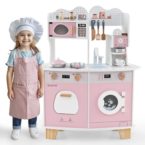 GOPLUS Kinderküche Holz, Spielküche mit Waschmaschine und Kaffeemühle, süßem Kochzubehör, Kochspielzeug-Set mit 15 TLG. Zubehör für Jungen und Mädchen ab 3 Jahren GOPLUS Kinderküche Holz, Spielküche mit Waschmaschine und Kaffeemühle, süßem Kochzubehör, Kochspielzeug-Set mit 15 TLG. Zubehör für Jungen und Mädchen ab 3 Jahren von GOPLUS