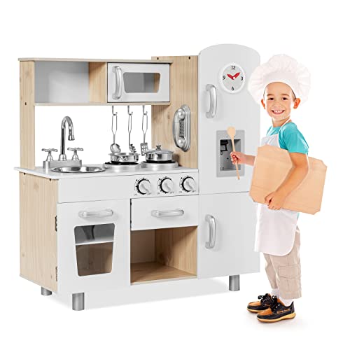 GOPLUS Kinderküche Spielset, Spielküche mit Uhr, Telefon, Wasserspender mit Licht- & Soundeffekt, Kühlschrank, Wasserhahn & Spüle, Kinderküche mit Stauraum für Kleinkinder ab 3, weiß GOPLUS Kinderküche Spielset, Spielküche mit Uhr, Telefon, Wasserspender mit Licht- & Soundeffekt, Kühlschrank, Wasserhahn & Spüle, Kinderküche mit Stauraum für Kleinkinder ab 3, weiß von GOPLUS
