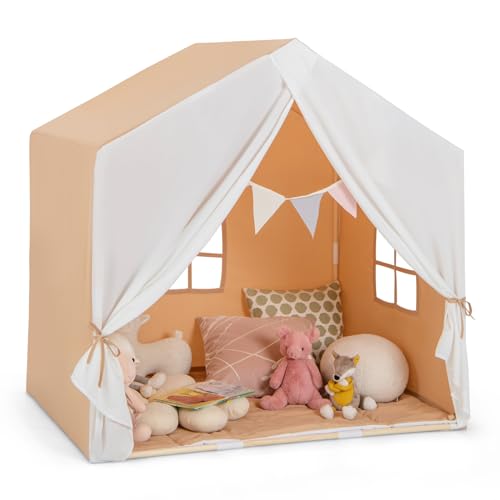GOPLUS Kinderzelt mit Holzrahmen, Multifunktionaler Kinderspielhaus mit Fahnenbanner, großem Vorhang & 2 Fenster, Spielzelt für Jungen und Mädchen ab 3 Jahren, für Innen- & Außenbereich (Hellbraun) GOPLUS Kinderzelt mit Holzrahmen, Multifunktionaler Kinderspielhaus mit Fahnenbanner, großem Vorhang & 2 Fenster, Spielzelt für Jungen und Mädchen ab 3 Jahren, für Innen- & Außenbereich (Hellbraun) von GOPLUS