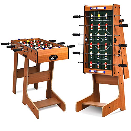 GOPLUS Klappbares Tischfußball, Tischkicker mit 18 Spielfiguren und 2 Fußbälle, Kickertisch mit nahtlos hochgezogenen Spieldecken, für Kinder und Erwachsene, Holzoptik GOPLUS Klappbares Tischfußball, Tischkicker mit 18 Spielfiguren und 2 Fußbälle, Kickertisch mit nahtlos hochgezogenen Spieldecken, für Kinder und Erwachsene, Holzoptik von GOPLUS