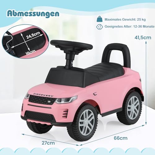GOPLUS Rutschauto ab 1 Jahr, Rutschfahrzeug mit Hupe, Motorsound, Stauraum unter Sitz & Kippsicherung, Geschenk für Jungen und Mädchen im Alter von 1-3 Jahren (Rosa) von GOPLUS