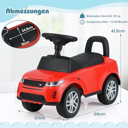 GOPLUS Rutschauto ab 1 Jahr, Rutschfahrzeug mit Hupe, Motorsound, Stauraum unter Sitz & Kippsicherung, Geschenk für Jungen und Mädchen im Alter von 1-3 Jahren (Rot) von GOPLUS