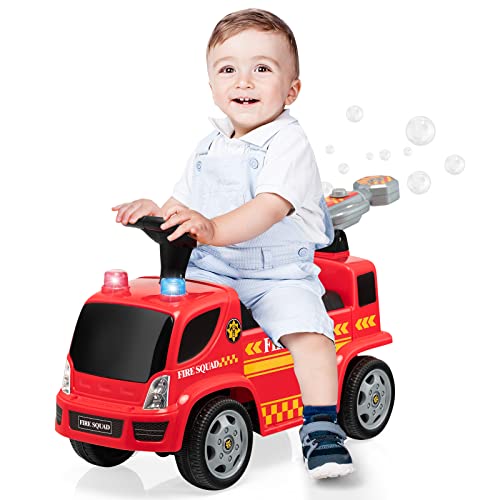 GOPLUS Rutschfahrzeug mit Seifenblasenpistole, Rutschauto mit Sirene & Musik für Jungen & Mädchen, Feuerwehr-Rutschfahrzeug mit Schillernden Lichtern, Kinderfahrzeug für 18-36 Monate, Rot (Modell 1) GOPLUS Rutschfahrzeug mit Seifenblasenpistole, Rutschauto mit Sirene & Musik für Jungen & Mädchen, Feuerwehr-Rutschfahrzeug mit Schillernden Lichtern, Kinderfahrzeug für 18-36 Monate, Rot (Modell 1) von GOPLUS