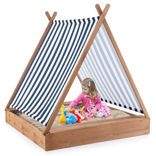 GOPLUS Sandkasten, Sandkasten mit Dach & 2 Sitzbank, Sandkiste aus Fichtenholz bis 280 kg belastbar, Kindersandkasten Sandbox für Garten Balkon Strand, Bodenloses Design für Kinder ab 1 Jahr GOPLUS Sandkasten, Sandkasten mit Dach & 2 Sitzbank, Sandkiste aus Fichtenholz bis 280 kg belastbar, Kindersandkasten Sandbox für Garten Balkon Strand, Bodenloses Design für Kinder ab 1 Jahr von GOPLUS