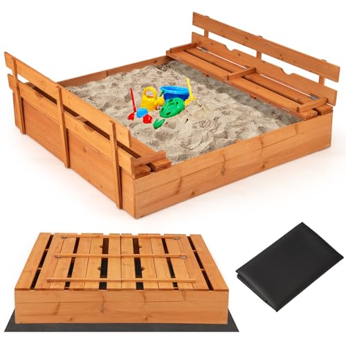 GOPLUS Sandkasten Kinder, Sandkiste mit klappbaren Sitzbänken, Kinder Sandbox aus Tannenholz, Kindersandkiste mit Bodenplane, für Kinder ab 3 Jahren, 125 × 118 × 42,5 cm GOPLUS Sandkasten Kinder, Sandkiste mit klappbaren Sitzbänken, Kinder Sandbox aus Tannenholz, Kindersandkiste mit Bodenplane, für Kinder ab 3 Jahren, 125 × 118 × 42,5 cm von GOPLUS