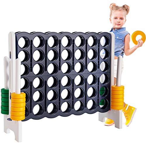 GOPLUS riesiges 4 Gewinnt Spiel, Strategiespiel Brettspiel mit 42 Ringen und Schnellspannhebel für 2 Spieler, 4 in Einer Reihe aus PE & PP für Kinder Erwachsene (Blau) von GOPLUS