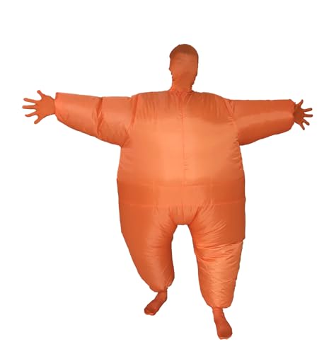 GOPRIME Einfarbiges Kostüm, aufblasbar, Ganzkörpergröße, inklusive Gebläse, Orange/Abendrot im Zickzackmuster (Sunset Chevron), Einheitsgröße von GOPRIME