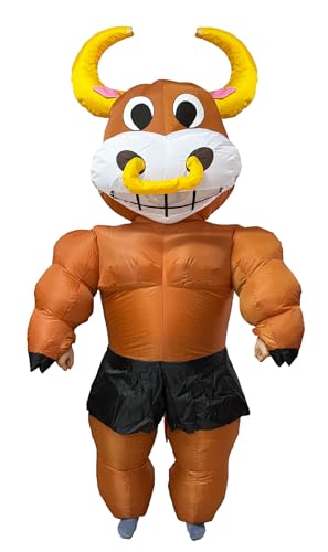 GOPRIME Fitness Guru Bull, Aufblasbarer Kuhanzug, Blow Up Tier Kostüm für Erwachsene, Lustiges Party Personal Trainer Outfit GOPRIME Fitness Guru Bull, Aufblasbarer Kuhanzug, Blow Up Tier Kostüm für Erwachsene, Lustiges Party Personal Trainer Outfit von GOPRIME