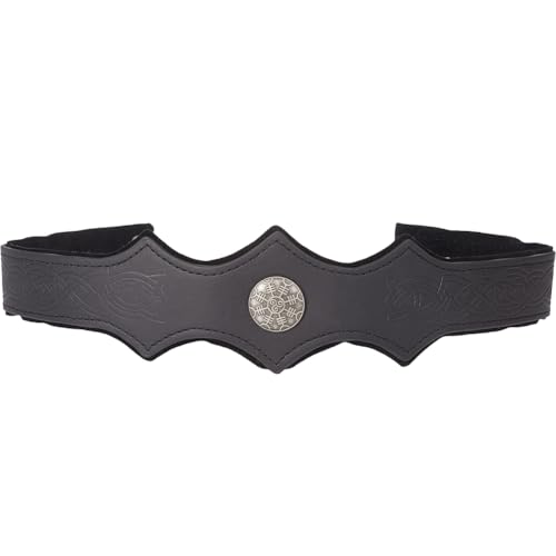 GORGECRAFT Mittelalterlicher Kunstleder-Kopfschmuck, 505 x 69 mm, schwarz, Retro-Stil, Renaissance, verstellbares Wikinger-Stirnband, Cosplay, geprägtes Stirnband mit Legierung und Eisen, Kopfring für von GORGECRAFT