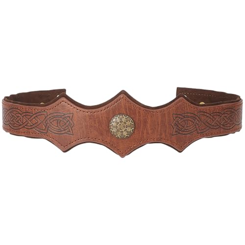 GORGECRAFT Mittelalterliches Stirnband aus Kunstleder, verstellbar, Wikinger-Stil, Cosplay, Vintage, Leder, Renaissance, Kostüm-Zubehör mit Relief, für Halloween-Party, Saddle Brown GORGECRAFT Mittelalterliches Stirnband aus Kunstleder, verstellbar, Wikinger-Stil, Cosplay, Vintage, Leder, Renaissance, Kostüm-Zubehör mit Relief, für Halloween-Party, Saddle Brown von GORGECRAFT