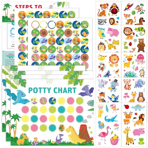 10 Stück Belohnungstafel Kinder Töpfchen, Enthält 280 Aufkleber, 40 Klebepunktaufkleber Und 10 Dinosaurier-Tattoo-Aufkleber, Potty Training Reward Chart Geeignet Für Jungen Und Mädchen (Dinosaurier) 10 Stück Belohnungstafel Kinder Töpfchen, Enthält 280 Aufkleber, 40 Klebepunktaufkleber Und 10 Dinosaurier-Tattoo-Aufkleber, Potty Training Reward Chart Geeignet Für Jungen Und Mädchen (Dinosaurier) von GOTDYBST