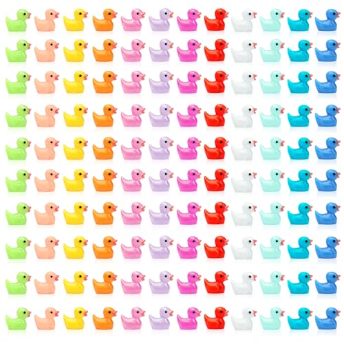 GOTFUN 120 Stück Mini Harzenten Enten Nette Kleine Enten Bunte Miniaturfiguren Ornamente für Garten, Landschaft, Puppenhaus, DIY, Handwerk Heimdekorationen, 10 Farben von GOTFUN