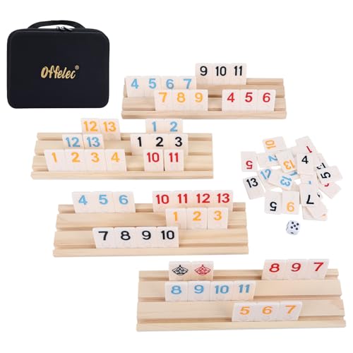 GOTHINK Rummy Cube Spieleset mit 4 Holzablagen, 106 großen Rummychips und Aufbewahrungskoffer - Klassische Rommé-Spiele für 2-4 Spieler, Reise- und Familienspiel für Erwachsene, Kinder & Partys von GOTHINK