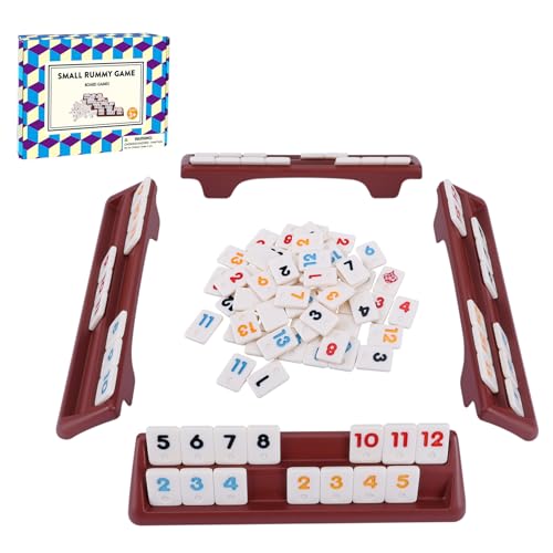 106 Rummy Spielsteine Set mit 4 doppelten Spielsteinhaltern - Kompakte Reisegröße Rummy Cube Spiele, klassisches Rommé Spiel für Erwachsene, Kinder & Familien-Spielabende - Brettspiele für 2-4 Spieler von GOTHINK