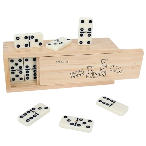GOTHINK Domino-Set für Erwachsene und Kinder – Doppel 6 Dominosteine Set 28 Fliesen Dot Classic Brettspiel – Domino-Set mit Holzkoffer Klassenzimmer, Familienreise, Spielabend, ideal für 2–4 Spieler von GOTHINK