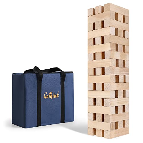 GOTHINK Giant Tumbling Tower Game, Super Large 51pcs Holzklötze Stacking Game, Stack to Over 5 Feet, mit Tragetasche, Jumbo-Blöcke Outdoor Indoor Game Toy Gift für Kinder und Erwachsene von GOTHINK