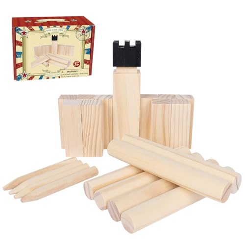 GOTHINK Mini Kubb Tischspiel – lustige, interaktive Indoor-Familienspiele für Erwachsene und Kinder, natürliche Blöcke mit Reisetasche, perfekt für Büro, Familienabend, Geburtstagsparty-Spiele und von GOTHINK