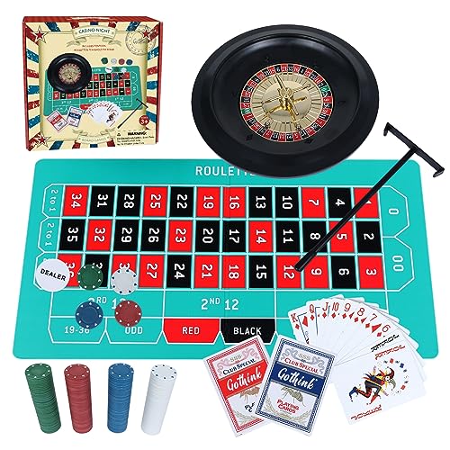 GOTHINK Roulette Wheel Game Set, Includes Roulette and Texas Hold'em Poker, Perfect for Parties and Holidays, Get for a Fun Casino Night! von GOTHINK