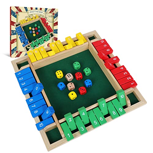 GOTHINK Shut The Box Dice Game with 10pcs Dices 12 inch Colorful Design Traditional Wooden Table Math Board Game 10 Numbers for Kids Adults, Family Classroom Home or Pub Bar 1-4 Players GOTHINK Shut The Box Dice Game with 10pcs Dices 12 inch Colorful Design Traditional Wooden Table Math Board Game 10 Numbers for Kids Adults, Family Classroom Home or Pub Bar 1-4 Players von GOTHINK