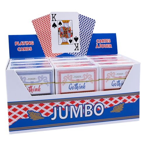 GOTHINK Spielkarten, Jumbo-Index, 12 Stück, rote und blaue Kartendecks, großer Druck, Poker-Größe, Spielkarten für Texas Hold'em, Blackjack, Euchre-Kartenspiele GOTHINK Spielkarten, Jumbo-Index, 12 Stück, rote und blaue Kartendecks, großer Druck, Poker-Größe, Spielkarten für Texas Hold'em, Blackjack, Euchre-Kartenspiele von GOTHINK