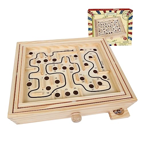GOTHINK Wooden Labyrinth Game, Mable Ball Tilt Maze Board Game,Table Balance Game and Toy for Kids and Adults GOTHINK Wooden Labyrinth Game, Mable Ball Tilt Maze Board Game,Table Balance Game and Toy for Kids and Adults von GOTHINK