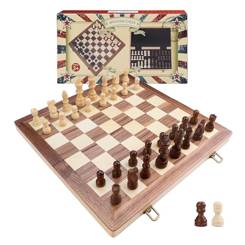 Gothink 15 Inches Wooden Chess Set - Folding Board - Pieces Storage Slots, Handmade Portable Travel Chess Game - Beginner Chess Set for Kids, 6 up Age von GOTHINK
