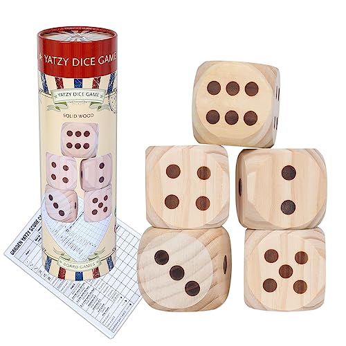 Große hölzerne Yard Würfel Spiel Set, Get The Party Started mit 5 PCS hölzerne Yard Würfel - 2,1 Zoll, perfekt für Outdoor-Spaß und Spiele, inklusive Anzeigetafel und Aufbewahrungsbox Große hölzerne Yard Würfel Spiel Set, Get The Party Started mit 5 PCS hölzerne Yard Würfel - 2,1 Zoll, perfekt für Outdoor-Spaß und Spiele, inklusive Anzeigetafel und Aufbewahrungsbox von GOTHINK
