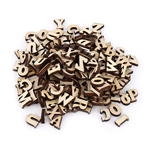 GOTOTOP Holz Alphabet, Gemischte Holz A-Z Buchstaben / 0-9 Zahlen Unpaint DIY Decotions Kinder früher Lernspielzeug (200Pcs)(Letters) von GOTOTOP