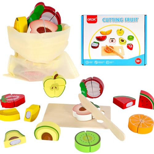 GOTRUST 12pcs Kinderküche Zubehör Essen, Holz Küchenzubehör Kinder ab 2 3 4 5, Holzspielzeug Küche Lebensmittel, Küchenspielzeug Schneiden Holz Obst zum Schneiden für Rollenspiele GOTRUST 12pcs Kinderküche Zubehör Essen, Holz Küchenzubehör Kinder ab 2 3 4 5, Holzspielzeug Küche Lebensmittel, Küchenspielzeug Schneiden Holz Obst zum Schneiden für Rollenspiele von GOTRUST