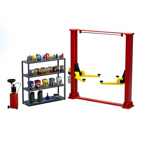 GOUX 1/18 Gantry Crane Oil Storage Shelf Hydraulic Oil Extractor Modell für DIY Autowerkstatt und Custom Shop Szene, Autowerkstatt Serie Modell Spielzeug (3er Set) von GOUX