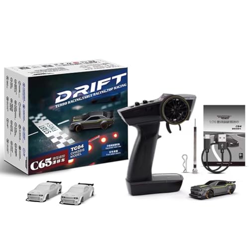 GOUX 1/76 Scale RC Drift Car, 2.4G 4CH Electric Mini Racing mit blinkenden LED Lichtern und Zwei original farbigen Autoschalen (RTF Version) von GOUX