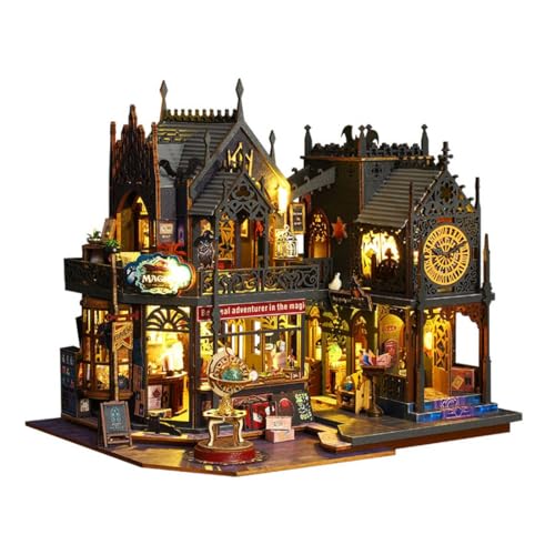 GOUX 3D DIY Mini Holzpuzzle Schloss Modell, Holomo City Kits, Halloween Magic Journey für Bastelfreunde/Geschenk (Kit Version) von GOUX