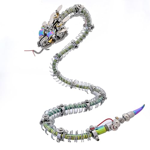 GOUX 3D Metall Stachelschlange Puzzle Modell, DIY Metall mechanische Tiere Modell mit LED-Augen für Erwachsene, kreative Desktop Ornamente Geburtstagsgeschenk (500+PCS) von GOUX