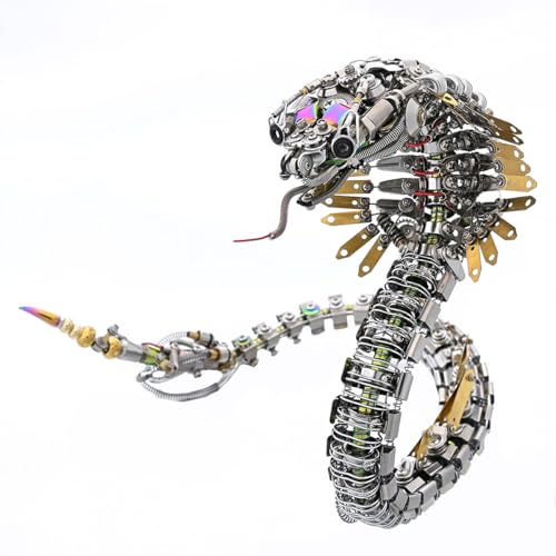 GOUX 3D Metall Viper Kobra Schlange Puzzle, DIY Metall mechanische Tiere Modell mit LED-Augen für Erwachsene, kreative Desktop Ornamente Geburtstagsgeschenk (1000+PCS) von GOUX