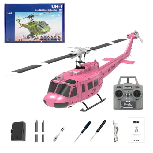 GOUX C032 1/48 UH-1 Huey 2.4G 6CH Flybarless RC Hubschrauber Modell, 3D Stunt Flybarless Design mit Optical Flow Positioning & Altitude Hold (RTF Version) von GOUX