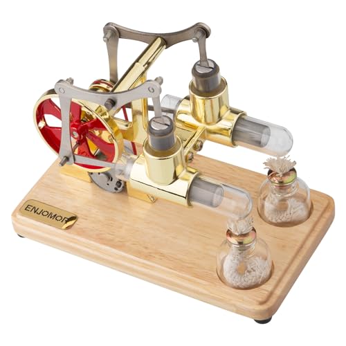 GOUX Stirlingmotor Modellbausatz, Zweizylinder-Heißluft Stirling Engine Bausatz Stirlingmotor Modell, Externer Verbrennungsmotor Pädagogisches Spielzeug Geburtstagsgeschenk Technikbegeisterte von GOUX