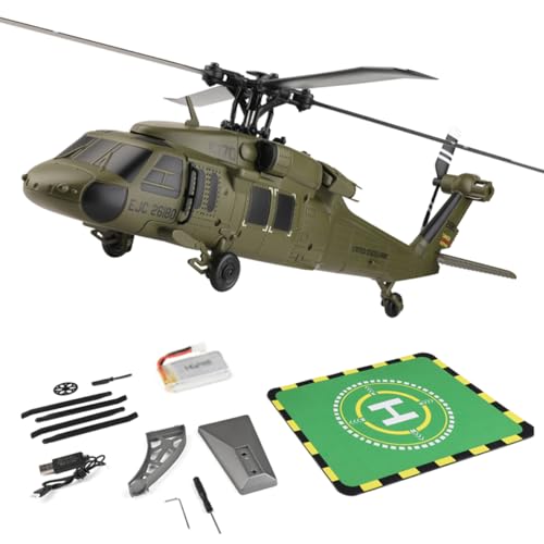 GOUX Mini WL K170 Black Hawkk Helikopter für Erwachsene, WL K170 Black Hawk UH-60L 170 2.4G 4CH Flybarless RC Helikopter, Outdoor Hobby RC Spielzeugmodell (RTF Version) von GOUX