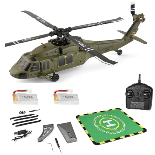 GOUX Mini WL K170 Black Hawkk Helikopter für Erwachsene, WL K170 Black Hawk UH-60L 170 2.4G 4CH Flybarless RC Helikopter, Outdoor Hobby RC Spielzeugmodell (RTF Version) von GOUX